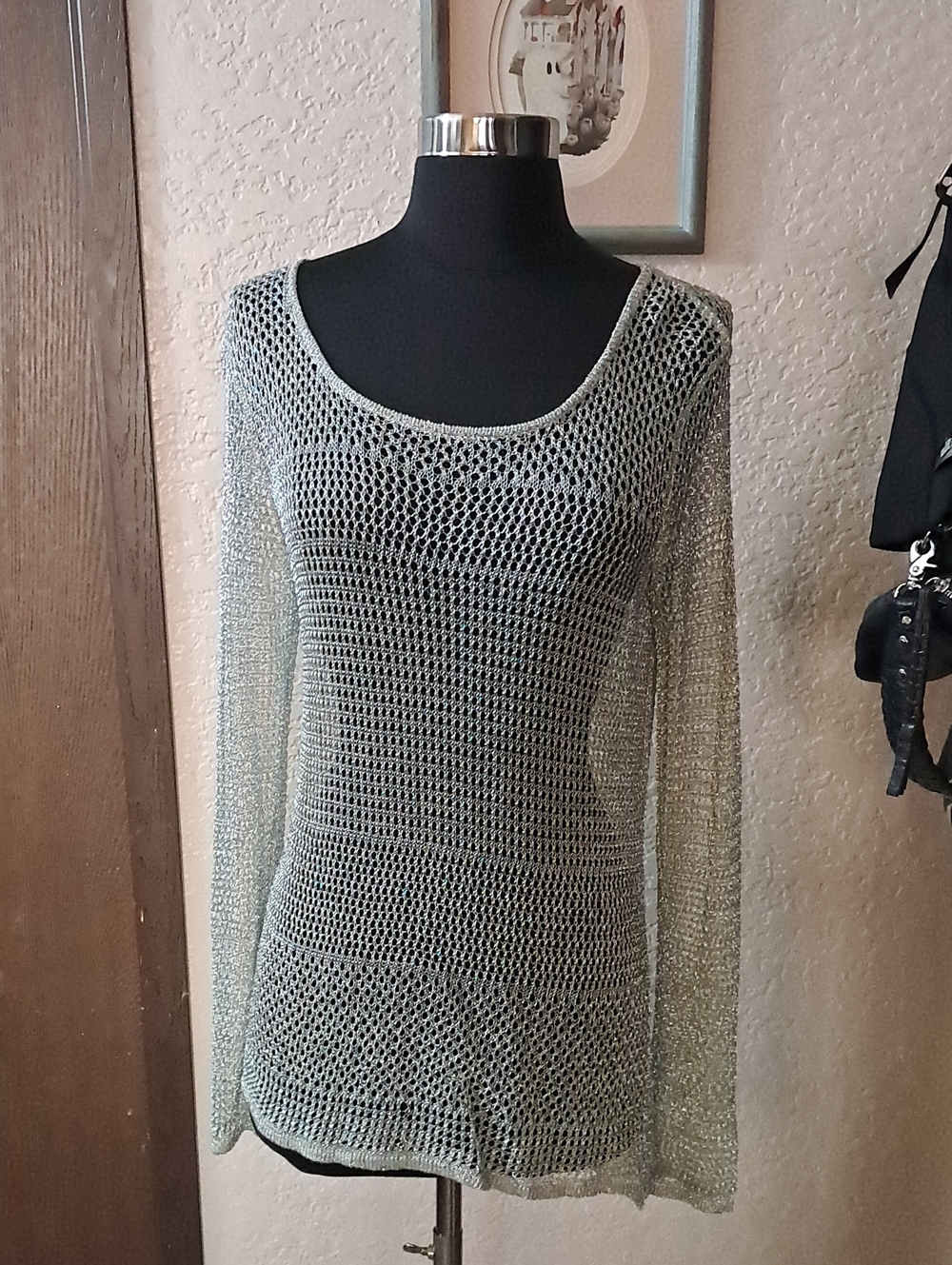 Cynthia Rowley Silver Knit Top